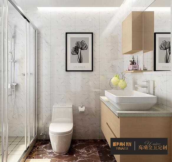 小巧的吊柜，滿足衛(wèi)生間日常收納;設(shè)置隔板，方便洗漱用品擺放。